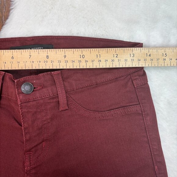Fling Monkey Skinny Jeans 27 Burgundy Low-Rise Stretch Denim Jegging Women's - Picture 7 of 12